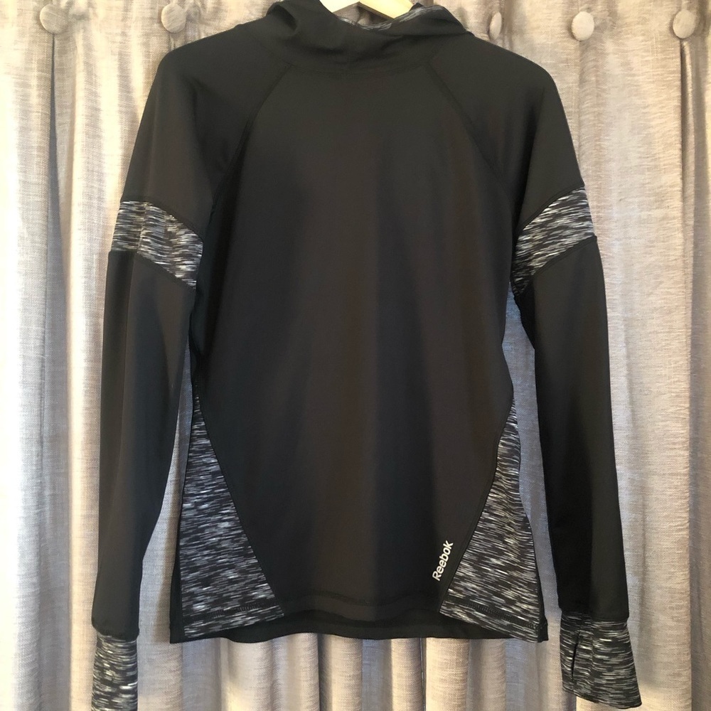 Reebok Black Hooded Lightweight Running Sweatshirt